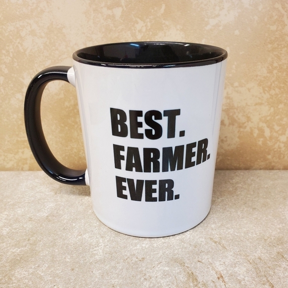 NWOT White And Black Best Farmer Ever Regular Sized Coffee Mug ☕🚜👨‍🌾🐖🐄 - Picture 5 of 9